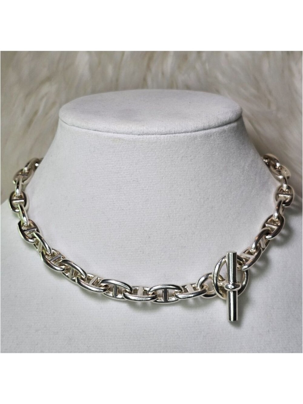 Vintage 36 Links 105g Hermes Chaine d’Ancre Silver Necklace Double Bracelet - Picture 1 of 9